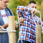 participants making knots for the Forest Games