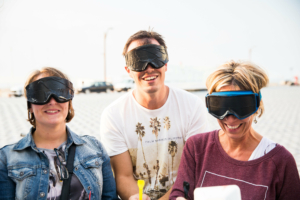 participants enjoying ice cream blindfolded during the Roadmap Trophy