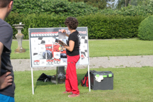 participant completing a table for the 1001 milestones