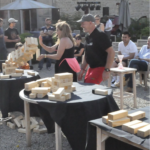 participant playing Jenga during the final of the Jengame