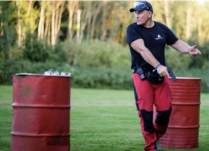 participant making instinctive shots at the Secret Agent School