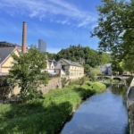 View on the river Alzette in front of the Tero River house Luxembourg